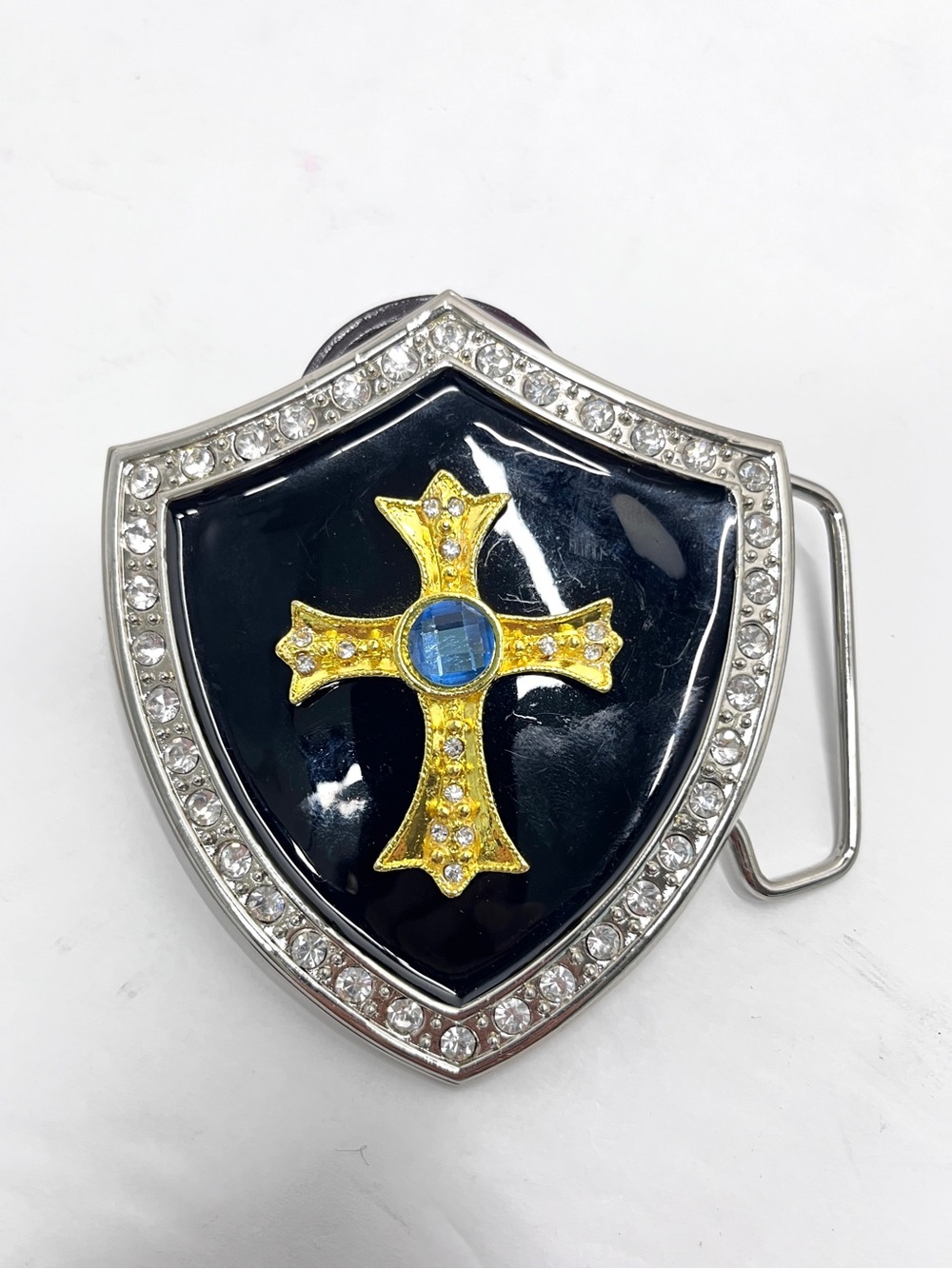 Shield Cross Belt Buckle - Black, Gold & Silver